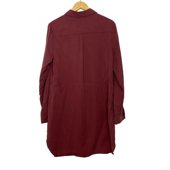 WAYF Burgundy Button Up Casual Longline Tunic Top Lagenlook Size Large - Picture 2 of 5